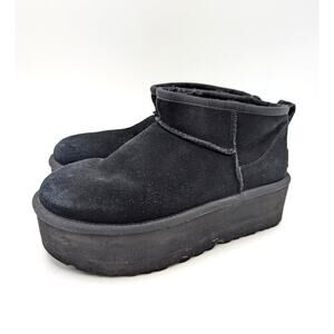 UGG Classic Ultra Mini Platform Boots Round Toe Women's Black Size US8 EU39